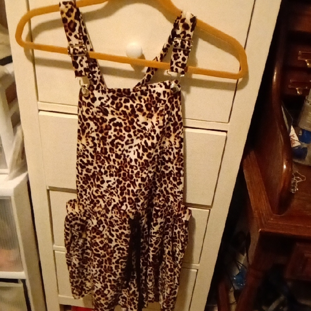 Leopard Print Pinafore Dress